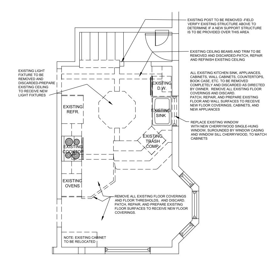 Kitchen remodel demolition floor plan